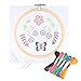 Unime Full Range of Embroidery Starter Kit with Partten, Cross Stitch Kit Including Embroidery Cloth with Color Pattern, Bamboo Embroidery Hoop, Color Threads, and Tools Kit (Butterfly)