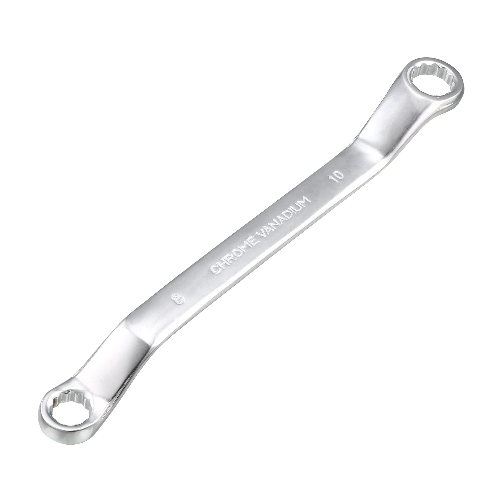 sourcing map 8mm x 10mm Metric 12 Point Offset Double Box End Wrench Chrome Plated, Cr-V Steel