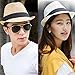 Ayliss Straw Panama Hat Short Brim Trilby Fedoras for Women/Men,White