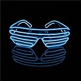 Aquat Shutter El Wire Neon Rave Glasses Light Up Flashing LED Sunglasses Voice Activated Costumes For Party, 80s, EDM RB02 (blue, black frame)