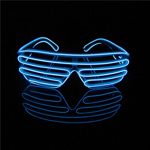 Aquat Light up Electroluminescent EL Wire LED Glasses Shutter Shades Voice Activated Eyeglasses RB02 (blue, black frame)