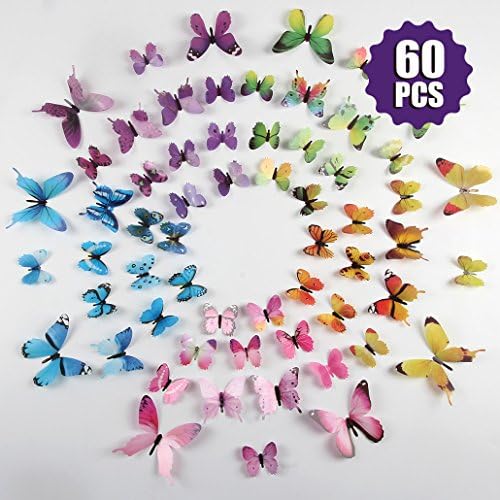 Neele Butterfly Wall Decals 60pcs Butterfly Removable Mural Stickers Wall Stickers for Home and Room Decoration
