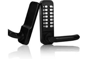 Casmer Mechanical Door Lock with Handle,Stainless Steel Outdoor Keyless Gate Lock, Waterproof Mechanical Keypad Door Lock,Mechanical Keyless Entry Door Lock (Black)
