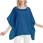 Women's Bohemian Floral Print Sheer Chiffon Blouse Batwing Shirts Tops Short-Sleeve Shirts