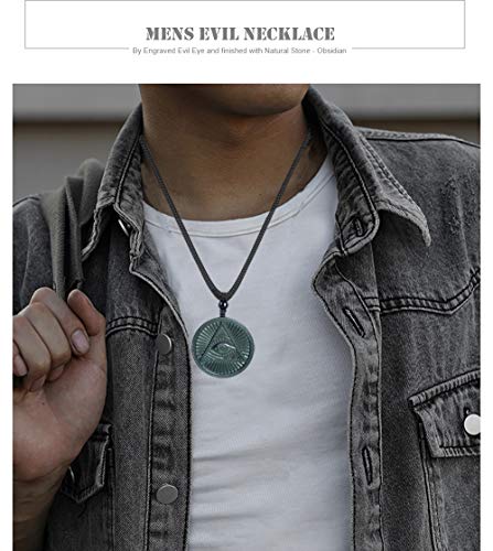 Black Obsidian Necklace Mens Pendant 