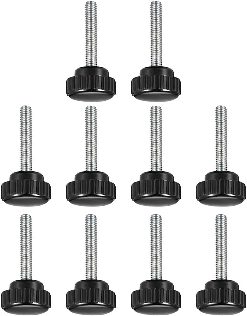 Boxonly Knurled Clamping Knobs Grip for Saw Drill Press Lathe and Routing Jigs Round Head Clamping Handle Bolt with Plastic Knobs M5 x 30mm 10pcs