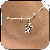 Dtexhif Sea Turtle Anklets for Women Adjustable Silver Turtle Anklets Beach Ankle Chain Beach Foot Jewelry for Women