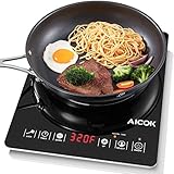 Aicok Induction Cooktop Countertop Burner Smart Sensor Touch Induction Cooker with Counter-down Timer and Kids Safety Lock, 15 Temperature and Power Settings, Black