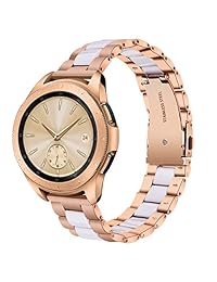 v moro accesorios moda correas de reloj de metal para Samsung Gear Sport Smartwatch sm r600, Dorado rosa+ blanco (Rose Gold+White)