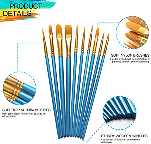 Acrylic Painting and Paint Easel Palettes Set,20 pcs Nylon Hair Paint Brushes 1 Tabletop Easel Stand 3pcs 8x10\'\' Canvas Panels 5 Pcs Paint Plattes for Kids Adult Party Acrylic Painting Crafts