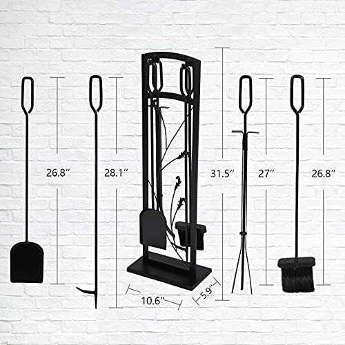 Harmiden 5 Pieces Fireplace Tools Set Indoor Fire Place Accessories