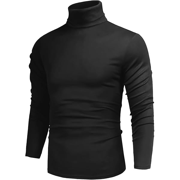 Aixdir Mens Black Turtleneck Shirt Lightweight Long Sleeve Mock