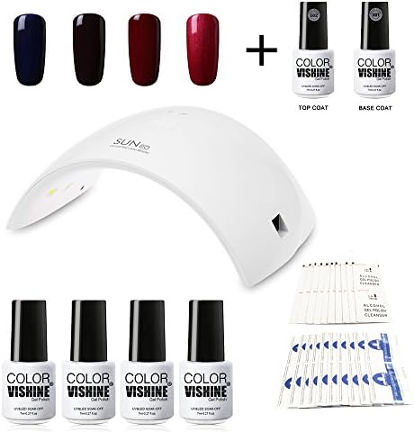 Doffx Nail Starter Kit 4 Colours Soak Off Gel Polish &amp; Top Base Coat, 36W SUN9C Professional LED Lamp Gel Dryer Manicure, Remover &amp; Cleanser Manicure Nail Art Tool #C002
