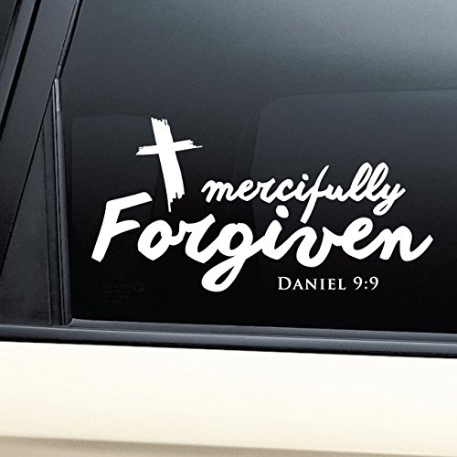 Mercifully Forgiven by God Christian Vinyl Decal Laptop Car Truck Bumper Window Sticker