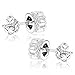 Sterling Silver Rhodium Plated Round Cubic Zirconia Cluster CZ Flower Stud Earrings