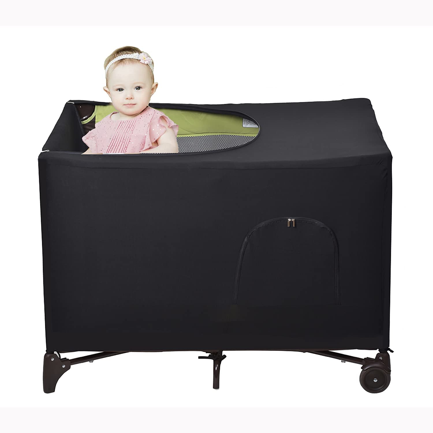 ZFZGFRCS Pack N Play Crib Canopy Breathable Net Sleep Shade Blackout Travel Crib Canopy Cover and Tent for Indoor Or Outdoor
