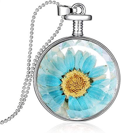 Mr Rabbit Acid Blue Golden Aster specimen Solid glass Circular-shaped pendant nacklaces, Creative Design