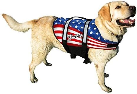 Life Vest for Dogs - Pawz Pet Products American Flag Nylon Dog Life Jacket, X-Large