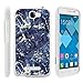 TurtleArmor ® | Alcatel One Touch Fierce 2 Case | POP Icon Case [Slim Duo] Fitted Ultra Slim Cover Rubberized Grip Snap On Protector Customed Design on White - Navy Blue Abstract