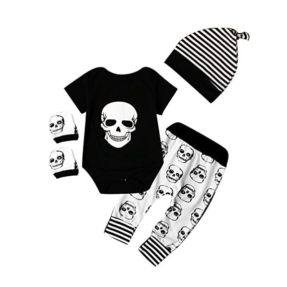 4pcs-Newborn-Baby-Boys-Girls-Skull-RomperPantsHatMitten-Halloween-Outfit-Set