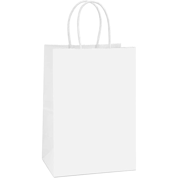 Amazon Com Bagdream Kraft Paper Bags 100pcs 5 25x3 75x8 Inches Small Paper Gift Bags With Handles Party Bags Shopping Bags Kraft Bags White Paper Bags Bulk 100 Recyclable Paper Kitchen Dining