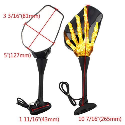 Skull Skeleton Hand Claw LED Motorcycle Mirror Amber Turn Signal Light Side Rearview Mirror For CBR600RR