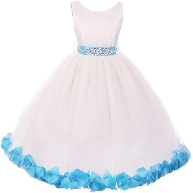 turquoise and white flower girl dresses