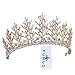 FUMUD Vintage Wedding Bridal Rhinestone pearl Gold Headband Crown Tiara Hair Accessories (Gold)