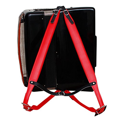 MUSIC FIRST Red Genuine Leather Super Wide Thick Comfortable 96 120 BASS Accordion Shoulder Strap Set Accordion Belt Accordion straps
