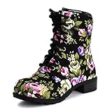 Womens Four Season Lace up Floral Mid Knee Boot (Adults)