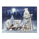 Whitelotous Santa Claus & Animals 5D Diamond Painting Embroidery DIY Paint-By-Diamond Kit Home Wall Decor (16 x 12 Inch)
