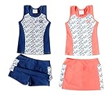 2 Piece Girls Tennis Dress Set - With Sleeveless Racerback Top and Tennis Skirt with Undershorts