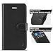 iPhone SE Case, iPhone 5S Case, SHIELDON Genuine Leather Wallet Case for iPhone 5 / 5S / iPhone SE, Folio Flip Case Cover with Kickstand & Credit Card Slots [Magnetic Clasp], Black
