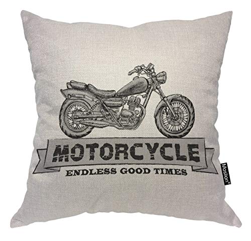 Moslion Motorcycle Pillows Cool Motorbike Endless Good Times Word