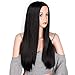 ForQueens Long Black Wig Synthetic Straight Wigs for Women Middle Part Cosplay Full Wig Heat Resistant Fiber