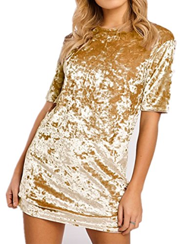 glihua vintage velvet เดรสแขนสั้น เดรสลำลอง