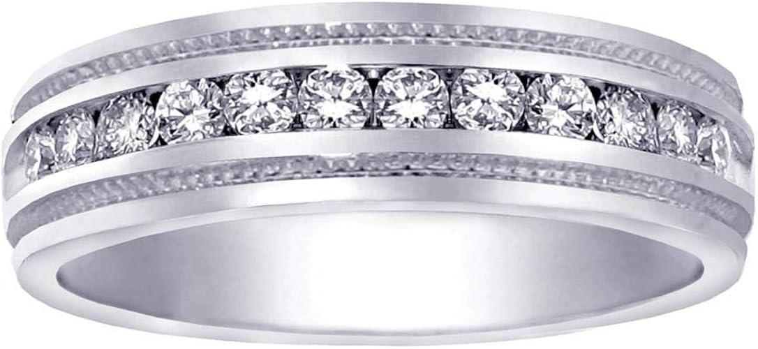 VIP Jewelry Art 0.50 CT TW Round Cut Diamond Men's Ring in Platinum Channel Setting