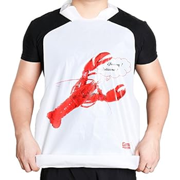 Gmark 25 Pack Disposable Plastic Lobster Bibs Crawfish Bibs Crab Feasts Bibs - Keep Clothing Clean - Great for restaurants, lobster, seafood or crawfish party GM1066