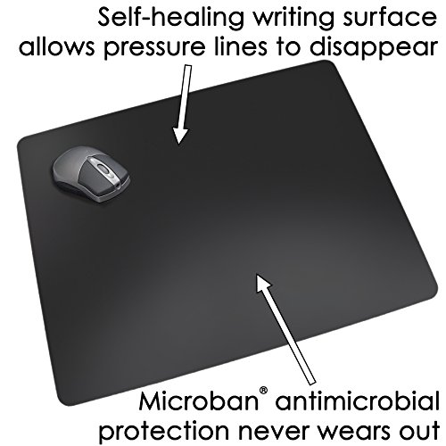 Artistic 17" x 24" Rhinolin II Ultra-Smooth Writing Pad Desk Mat with Exclusive Microban Antimicrobial Protection, Black - Thumbnail 4