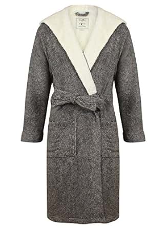 christian john robe hooded fleece bathrobe robes marl grey mens dressing bath gifts gown dark father