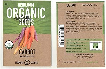 Organic Rainbow Blend Carrot Seed Mix - 1 g Packet - Non-GMO, Heirloom Vegetable