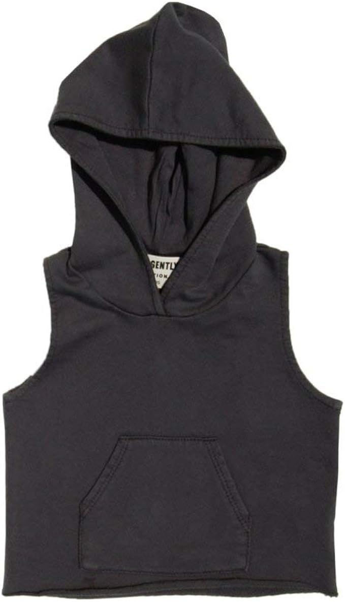 gray sleeveless hoodie