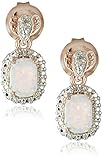 18k Rose Gold over Sterling Silver Created Opal and Diamond Accent Drop Earrings