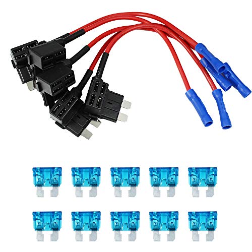 HUIQIAODS 12V 24V Car Add A Circuit Fuse Tap Piggy Back Blade Holder Plug Socket Pack of 5 - Thumbnail 7
