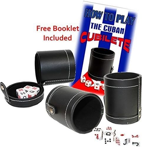 Faux Leather Cubilete Cup with dice set. with storage compartment by Sentir CUbano