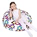 Lukeight Stuffed Animal Storage Bean Bag Chair for Kids, Zipper Storage Bean Bag for Organizing Stuffed Animals, Flower Bean Bag Chair Cover, (No Beans) X-Large