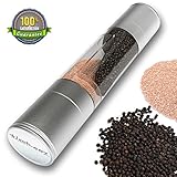 Gourmet 2-in-1 Salt and Pepper Grinder Combo | Sleek, Stylish and Compact Stainless Steel Design | Enjoy the Flavor of Freshly Ground Peppercorns and Sea Salt | Backed By 100% Satisfaction Guarantee