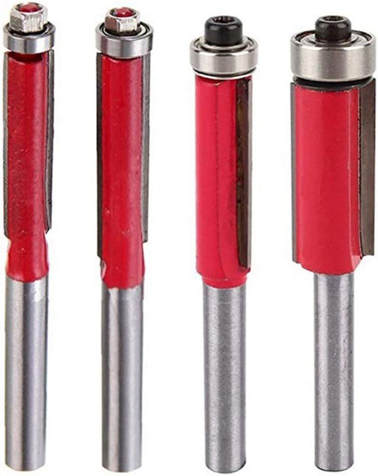 Baowox 1/4 Inch Shank Top End Bearing Flush Trim router bits Set 1/4