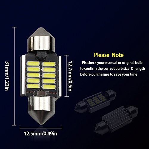 31mm Festoon Led Bulbs ,Viesyled 6000K White Light 10-SMD 4041 Chipsets Canbus No Error for 3175 DE3175 DE3021 3022 3021 Dome License Plate Door Lights Pack of 20