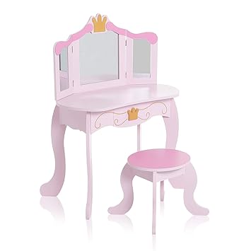 Baby Vivo Kinderschminktisch Schminkkommode Kosmetiktisch Frisierkommode Frisiertisch Make-Up Tisch mit klappbaren Spiegeln u